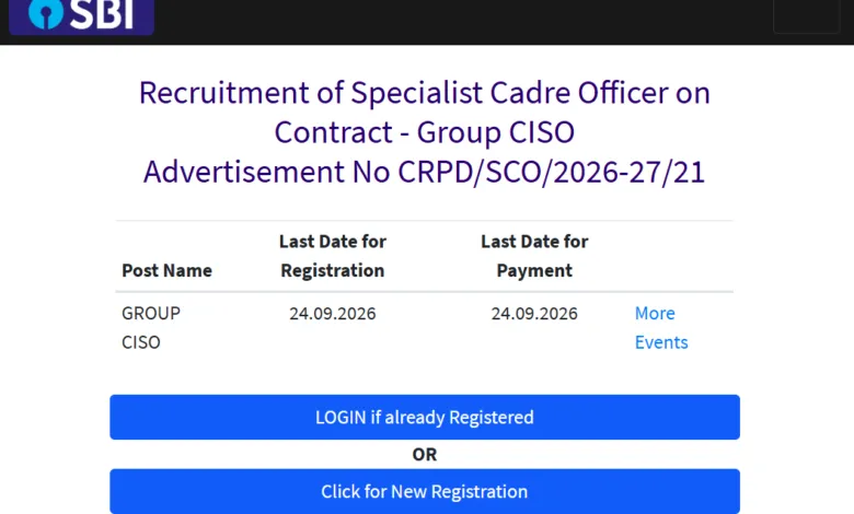 SBI CISO Recruitment 2026 Notification PDF Out