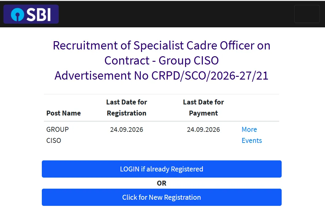 SBI CISO Recruitment 2026 Notification PDF Out, Salary Rs 2.50 crore