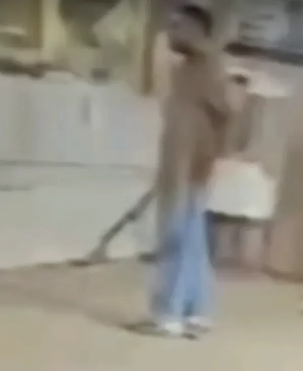 Man with stick inside Central Bank