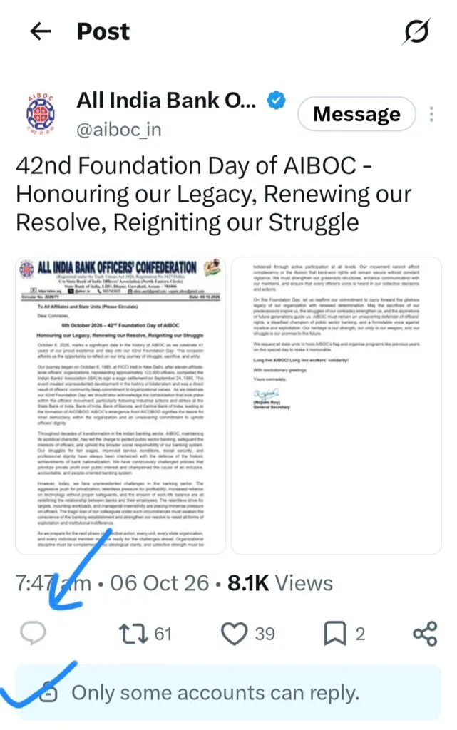 AIBOC disables comments on its post on X