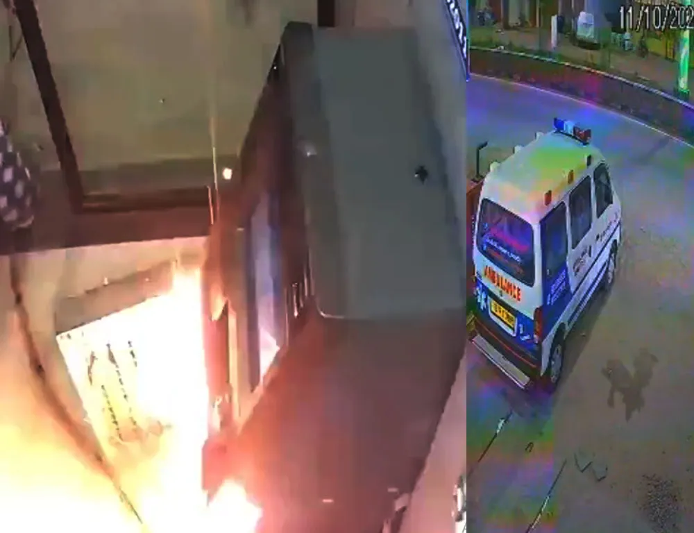 Miscreants arrived in an ambulance wearing nighties and masks, damaged a State Bank of India (SBI) ATM and fled with cash at Gandhari mandal headquarters in Kamareddy district around 1.30 am on Sunday.
