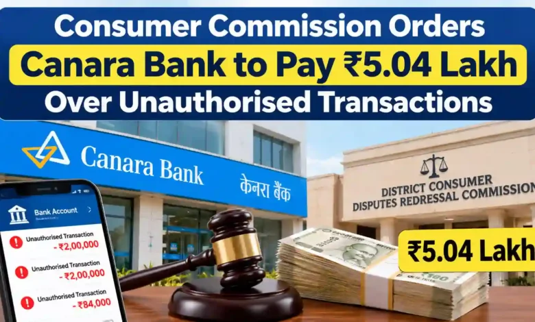 Consumer Commission Orders Canara Bank to Pay ₹5.04 Lakh Over Unauthorised Transactions