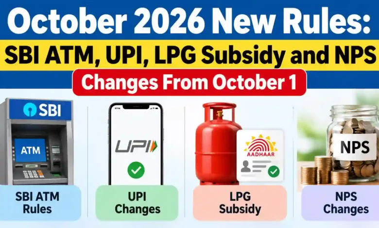 October 2026 New Rules: SBI ATM, UPI, LPG Subsidy and NPS Changes From October 1