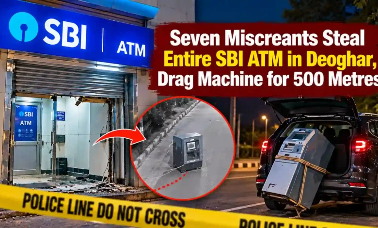 Seven Miscreants Steal Entire SBI ATM in Deoghar, Drag Machine for 500 Metres