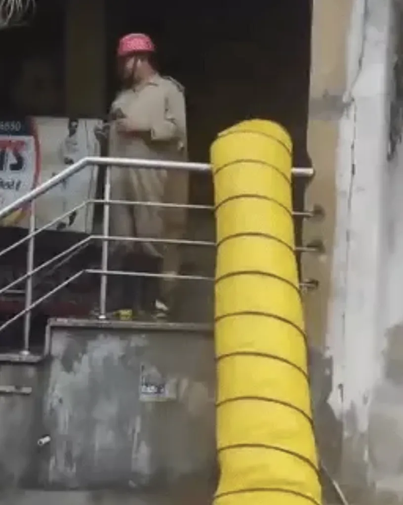 Firefighters at the location of fire at Indian Bank ATM in Noida