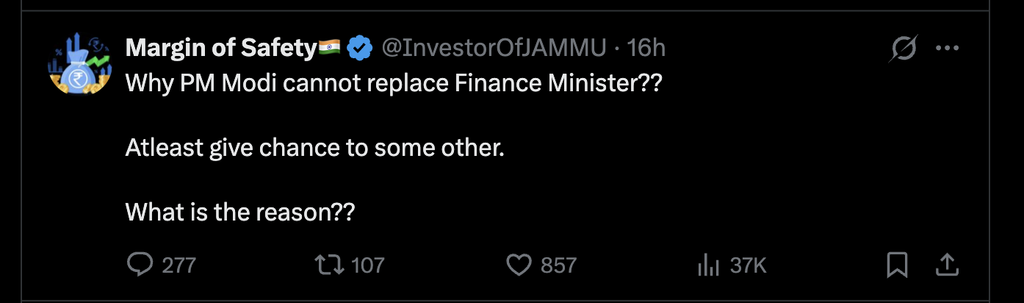 Tweets by Public on X criticising FM Sitharaman