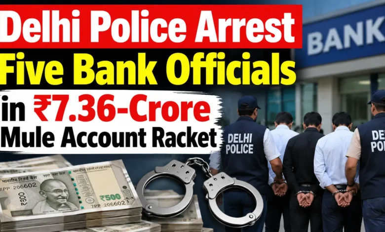 Delhi Police Arrest Five Bank Officials in Rs 7.36-Crore Mule Account Racket