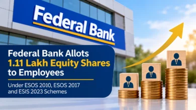 Federal Bank Allots 1.11 Lakh Equity Shares to Employees Under ESOS 2010, ESOS 2017 and ESIS 2023 Schemes