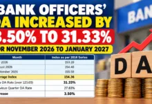 DA for Bank Officers hiked by 3.50% to 31.33% for November 2026 to January 2027