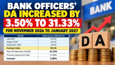 DA for Bank Officers hiked by 3.50% to 31.33% for November 2026 to January 2027
