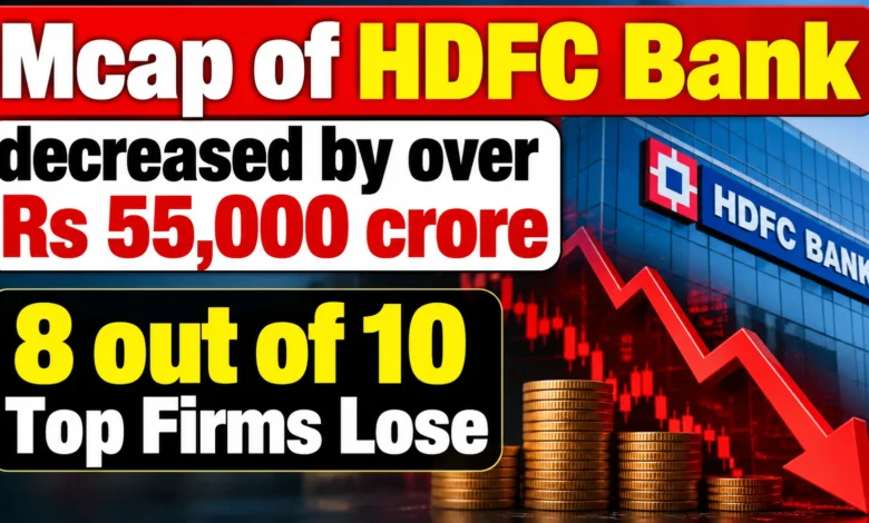 Mcap of HDFC Bank decreased by over Rs 55,000 crore; 8 out of 10 Top Firms Lose